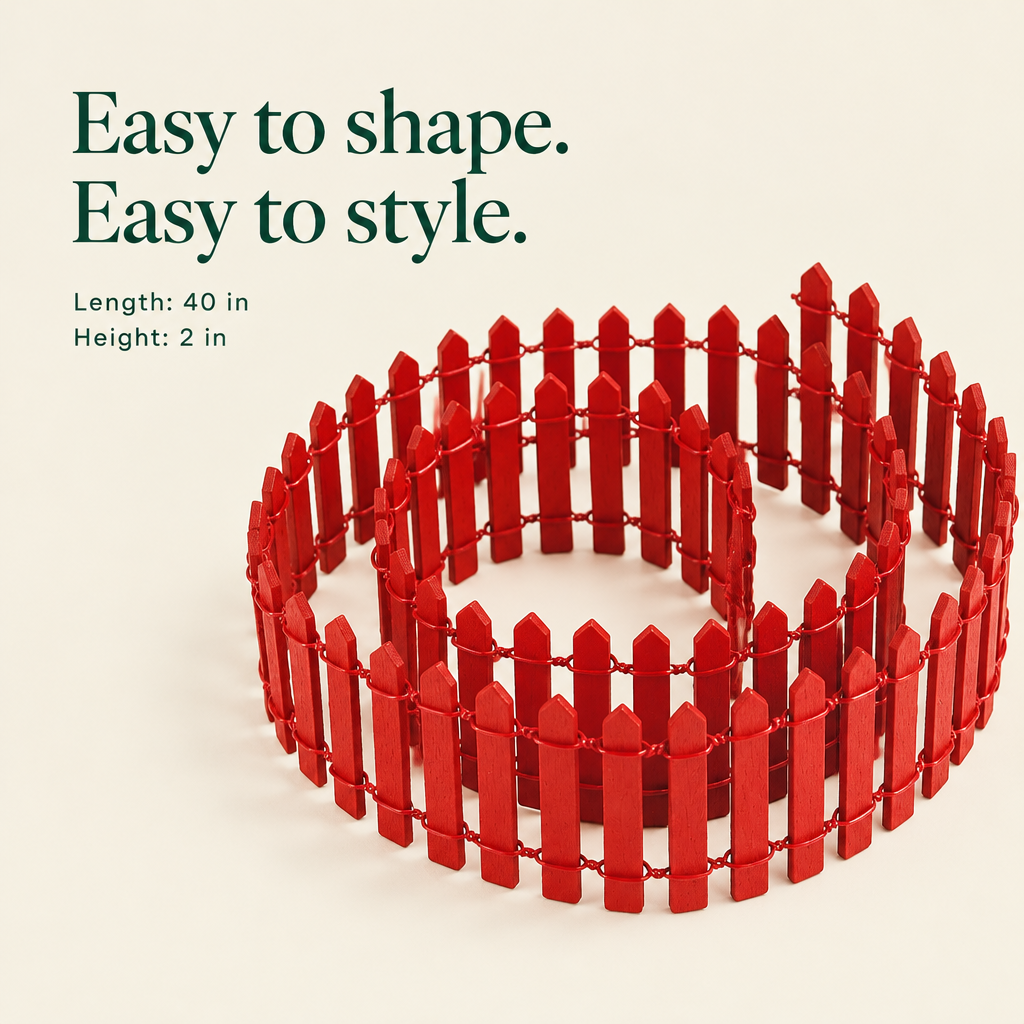 Red Wooden Miniature Fence – 40 in — details