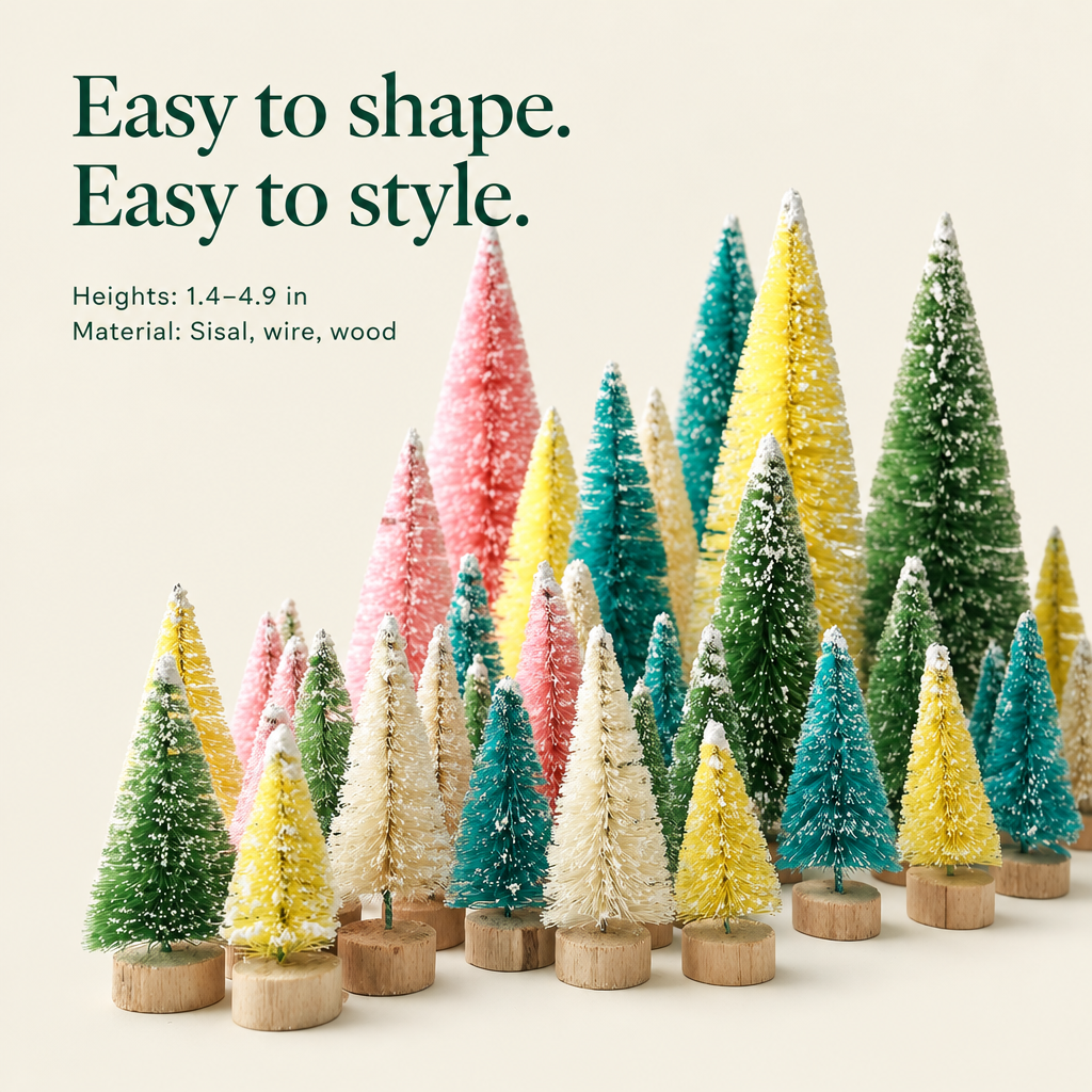 Colorful Snow-Frosted Mini Trees – 40 Pieces — details