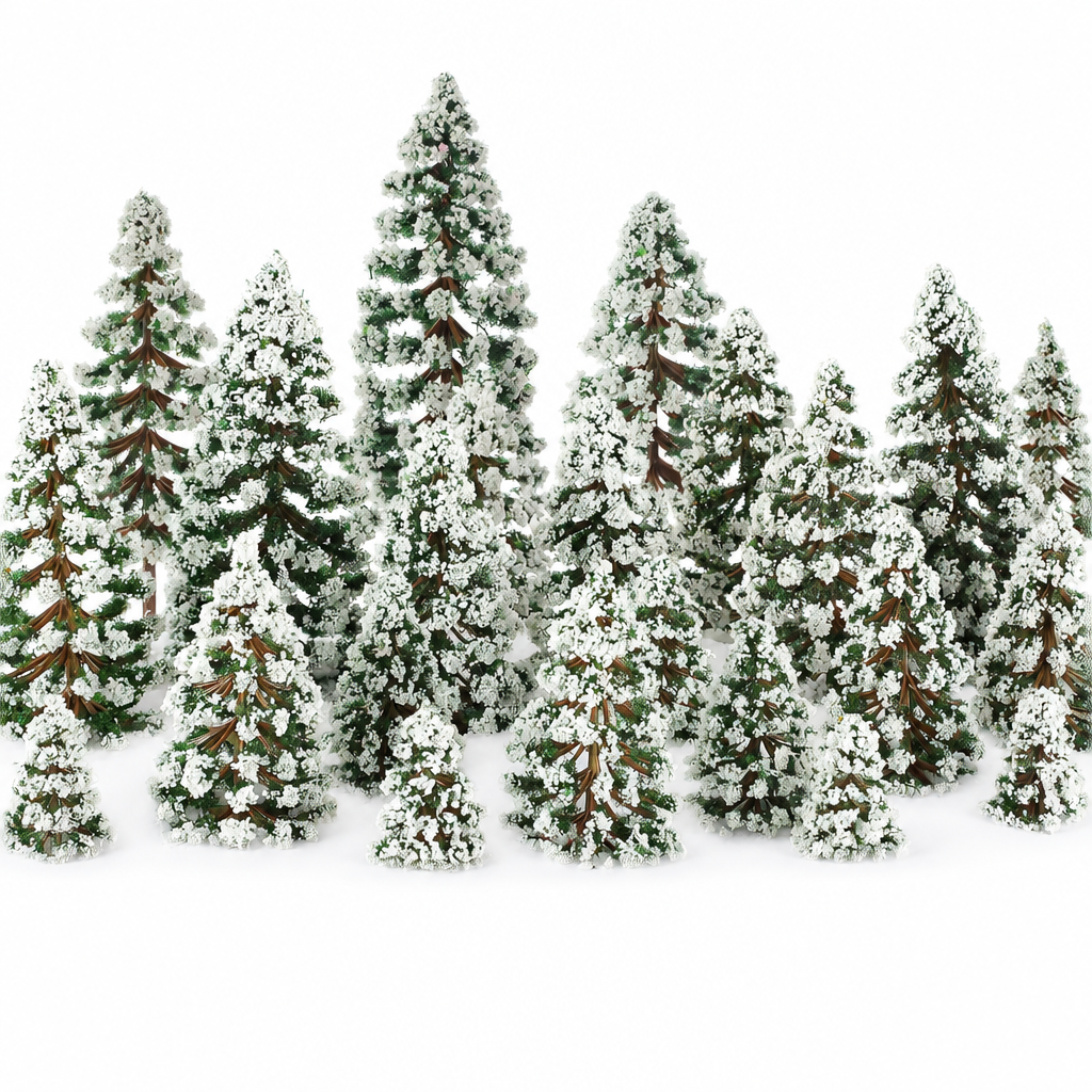 Snowy Cedar Model Trees – 35 Pieces — product