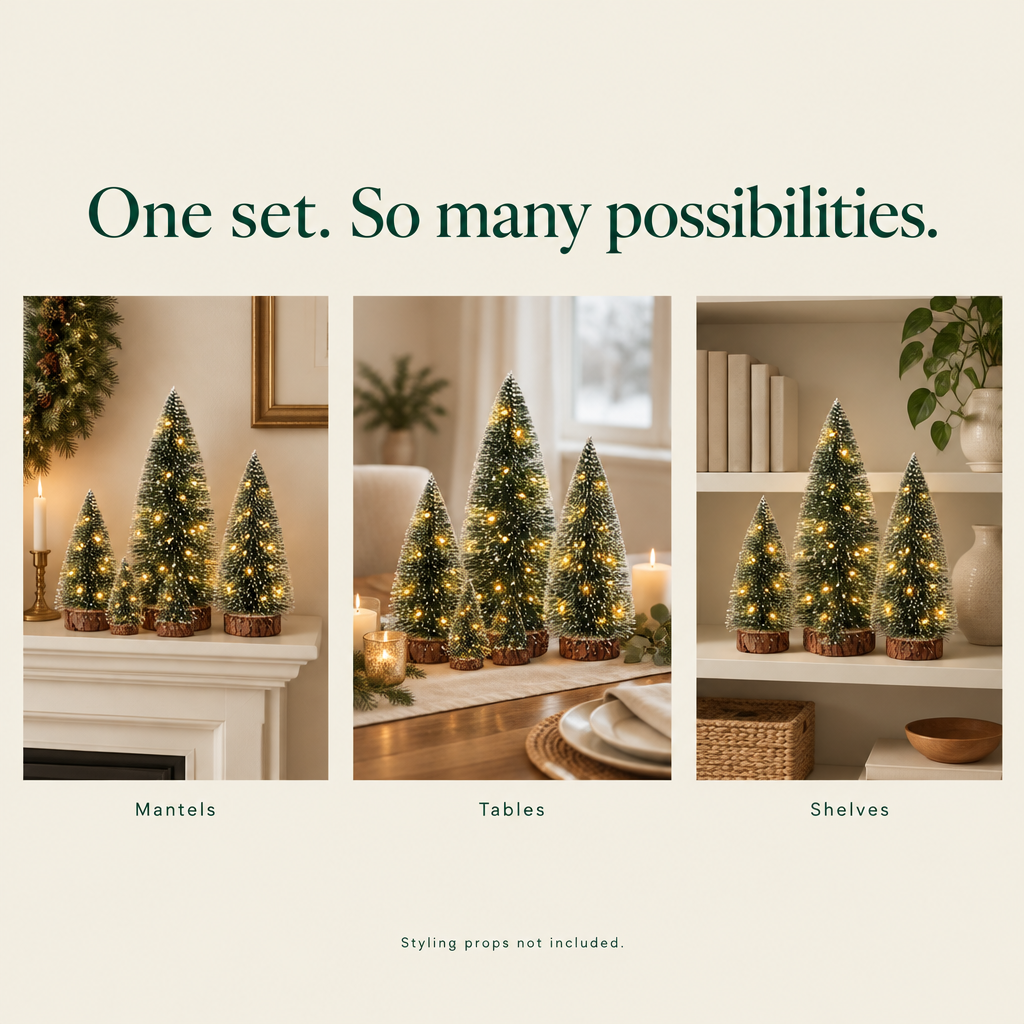 Lighted Bottle Brush Trees – 4 Pack — possibilities