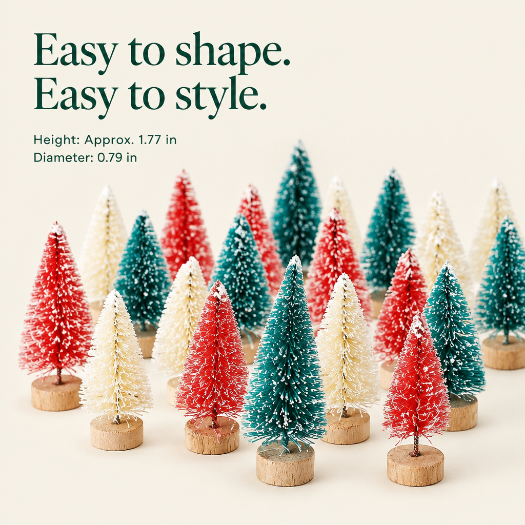 Mini Sisal Trees in Green, Red & Yellow – 48 Pieces — details