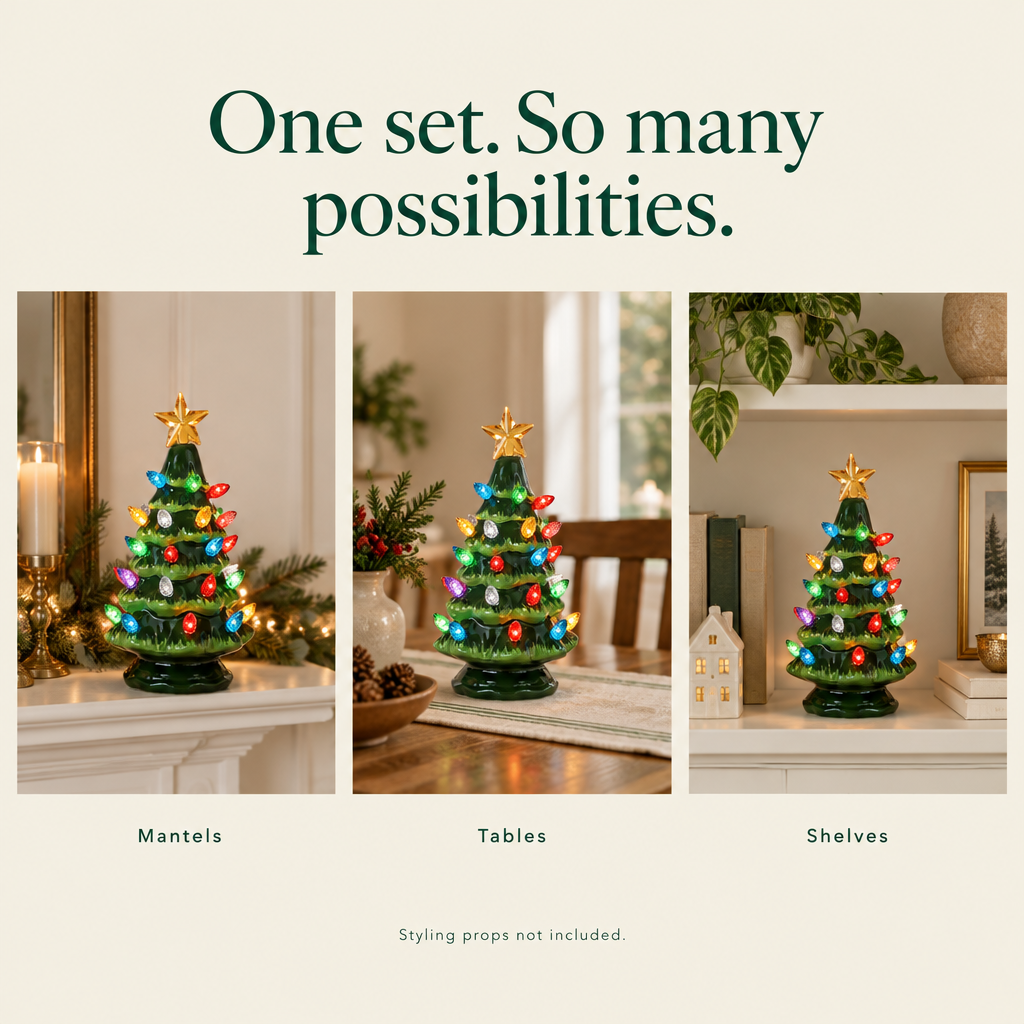 Lighted Ceramic Christmas Tree – 6.75 in — possibilities