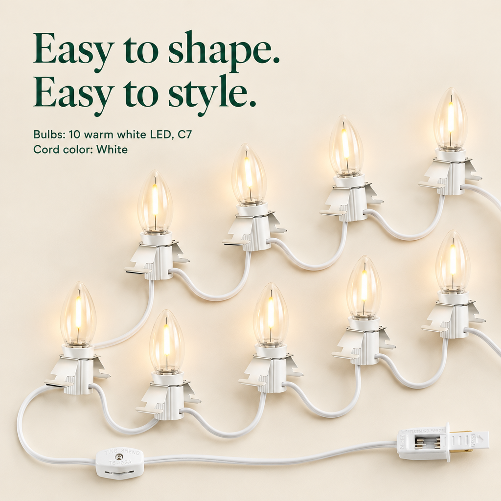 Village Light Cord with 10 C7 LED Bulbs — details