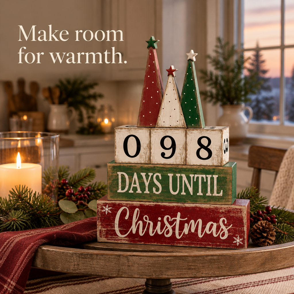 Days Until Christmas Wooden Countdown – 6 Pieces — in use