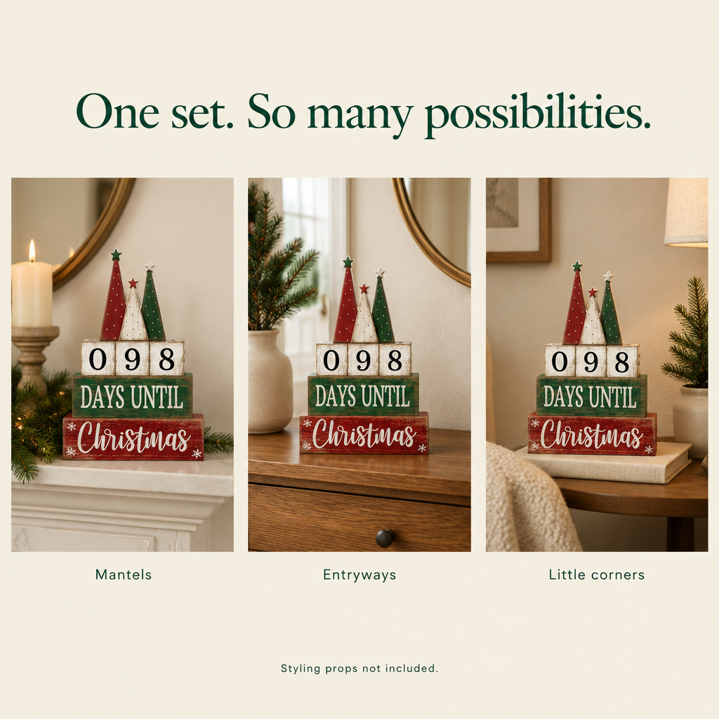 Days Until Christmas Wooden Countdown – 6 Pieces — possibilities