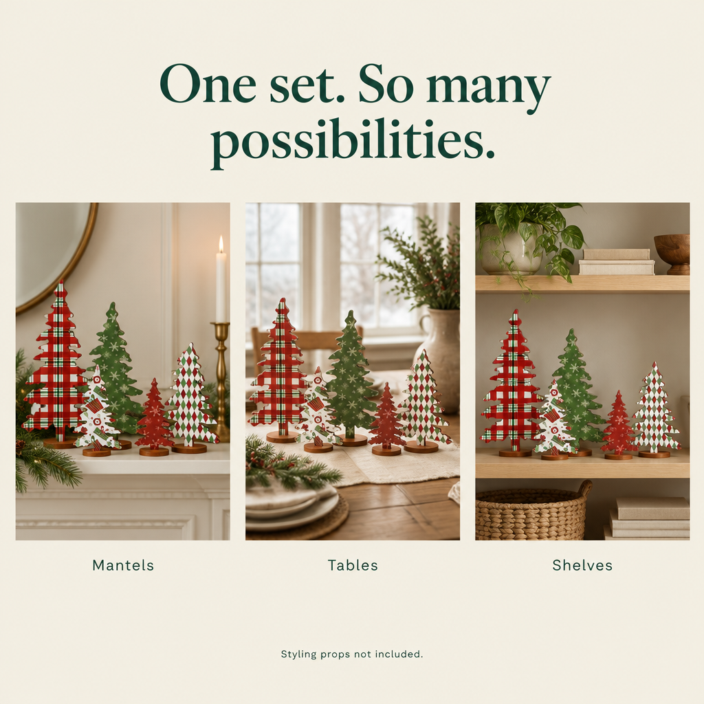 Wooden Christmas Tree Set – 5 Sizes — possibilities