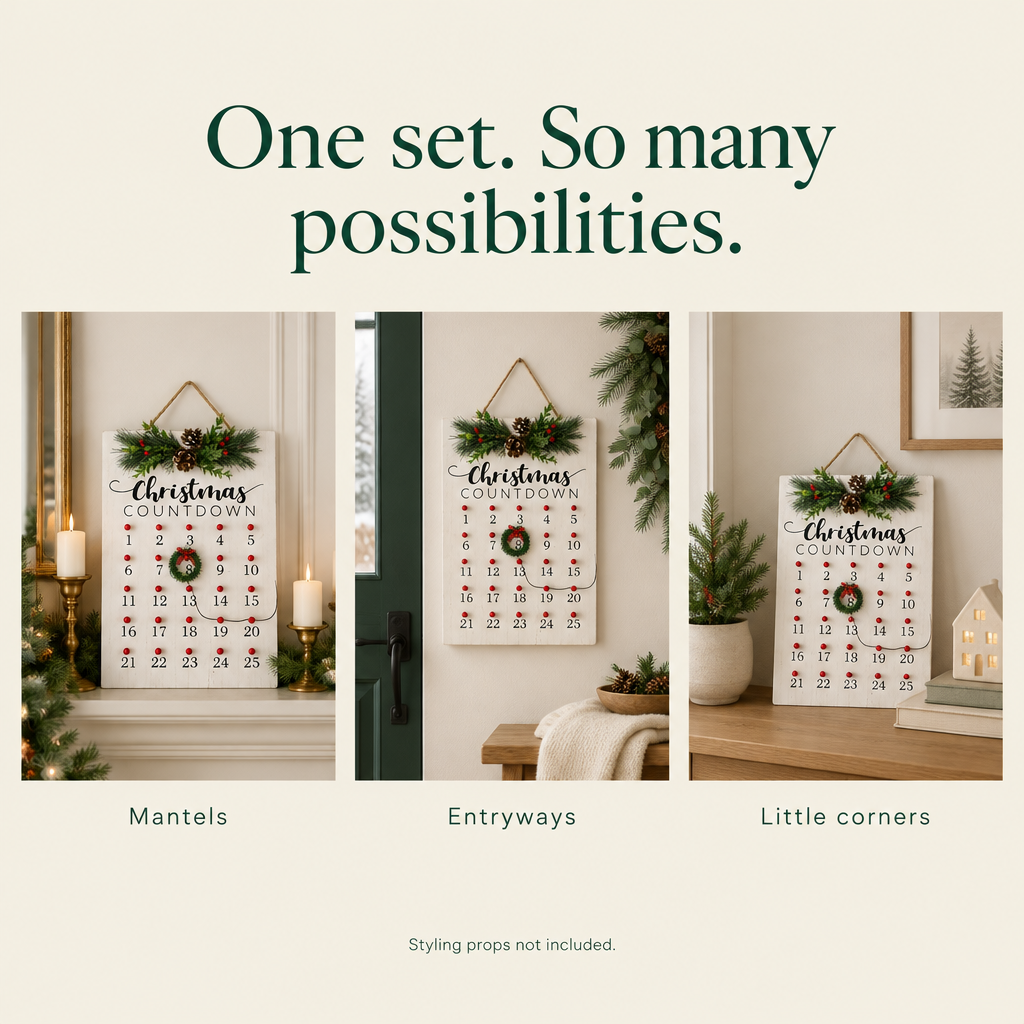 Red & White Wreath Advent Countdown Sign – 25 Days — possibilities