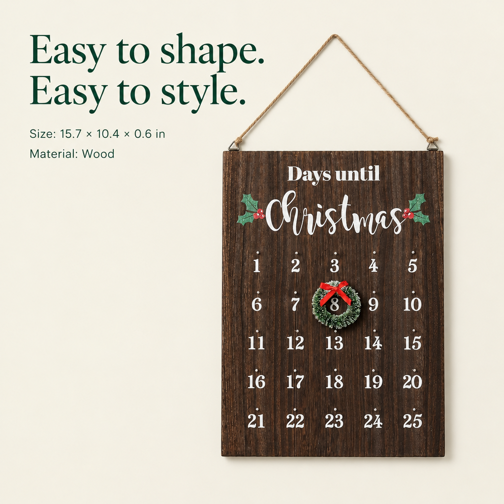 Farmhouse Wreath Christmas Countdown Calendar — details