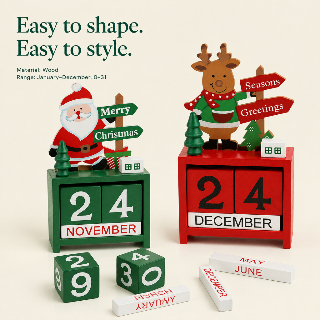 Wooden Countdown Calendar Blocks – 2 Pack — details