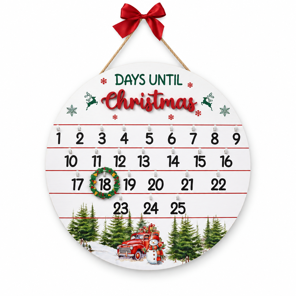 Wooden Wreath Countdown Calendar – 10.5 in — product