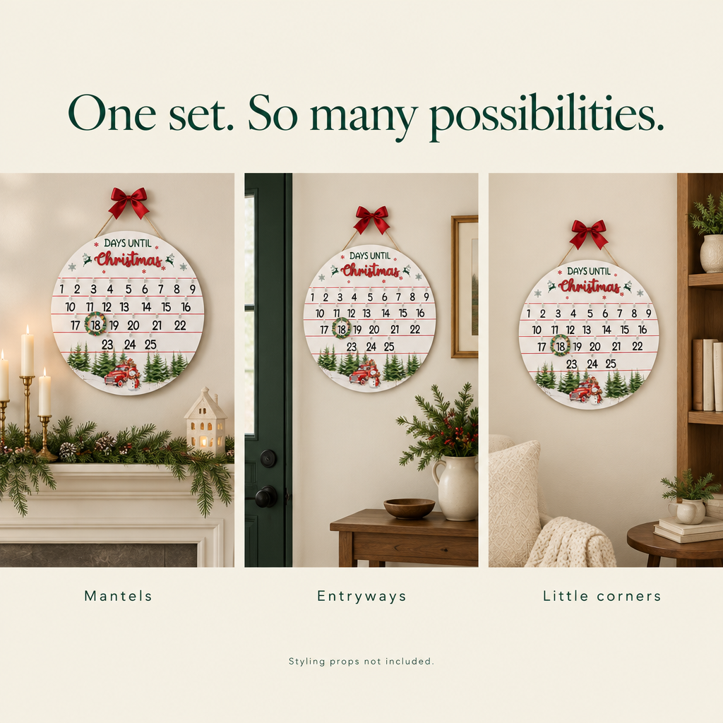 Wooden Wreath Countdown Calendar – 10.5 in — possibilities