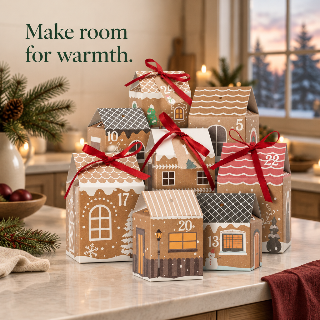 Gingerbread House Advent Boxes – 24 Pack — in use