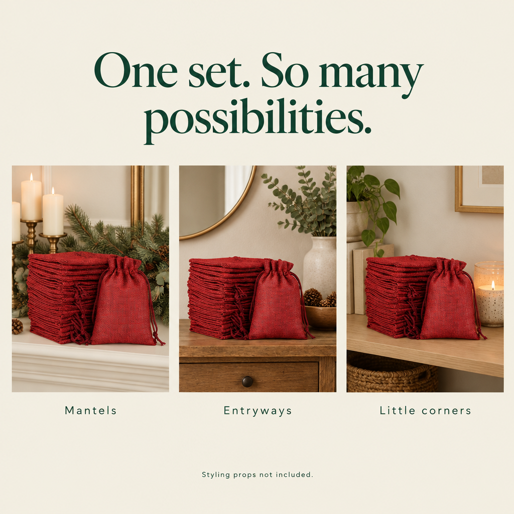 Red Burlap Drawstring Bags – 24 Pack — possibilities