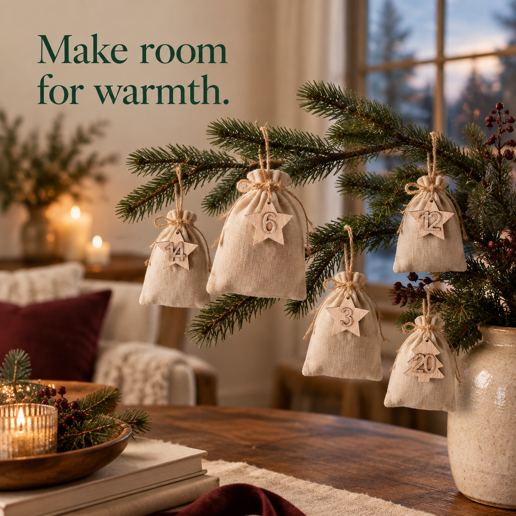 Wooden Advent Number Tags – 48 Pieces — in use
