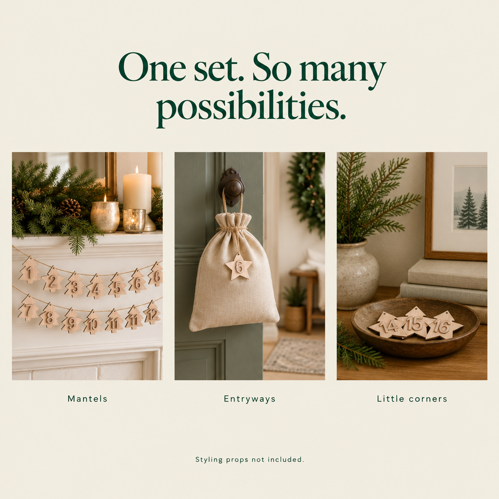 Wooden Advent Number Tags – 48 Pieces — possibilities