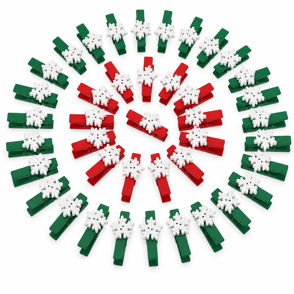 Christmas Mini Clothespins with Twine – 50 Pack — product