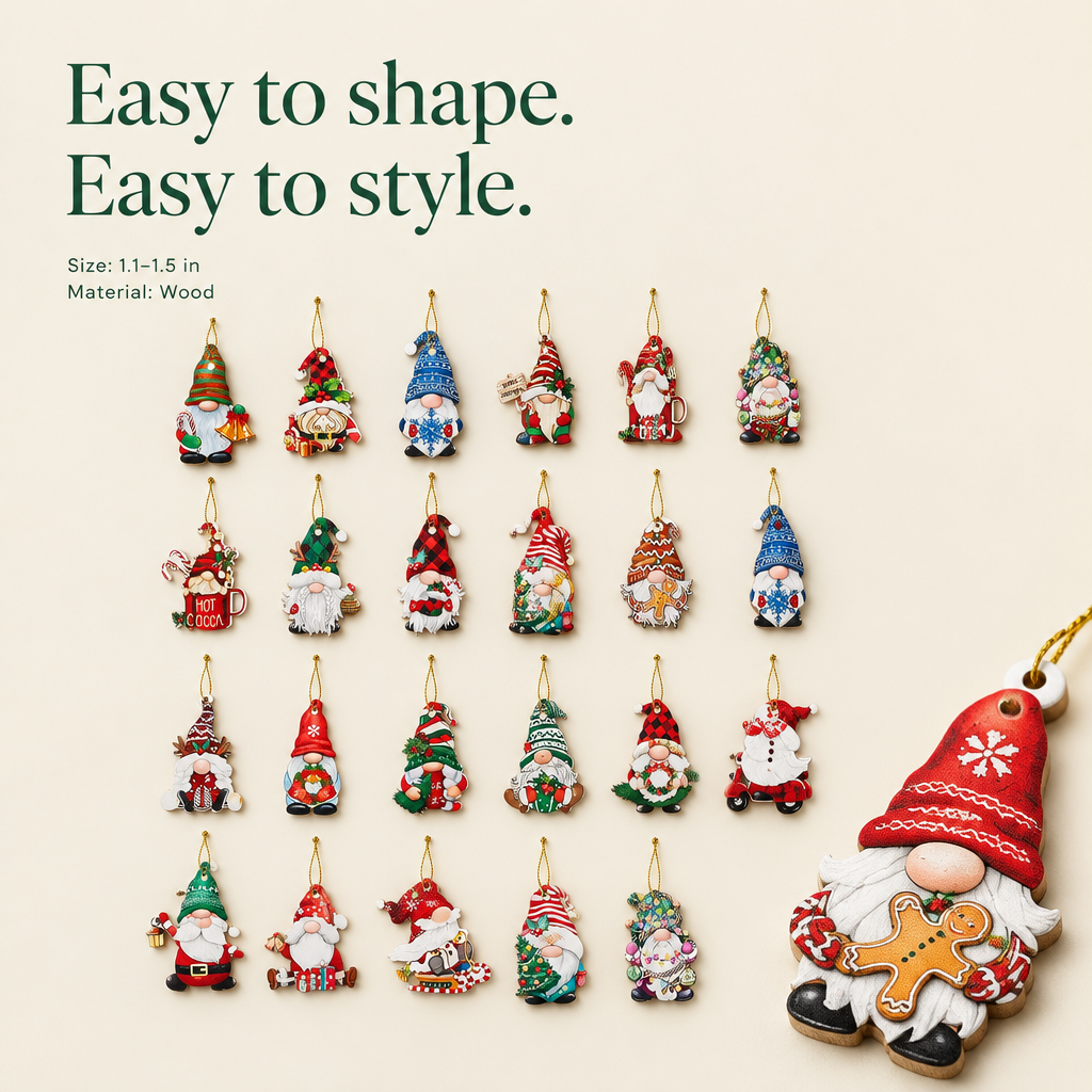 Miniature Gnome Ornaments – 24 Pack — details
