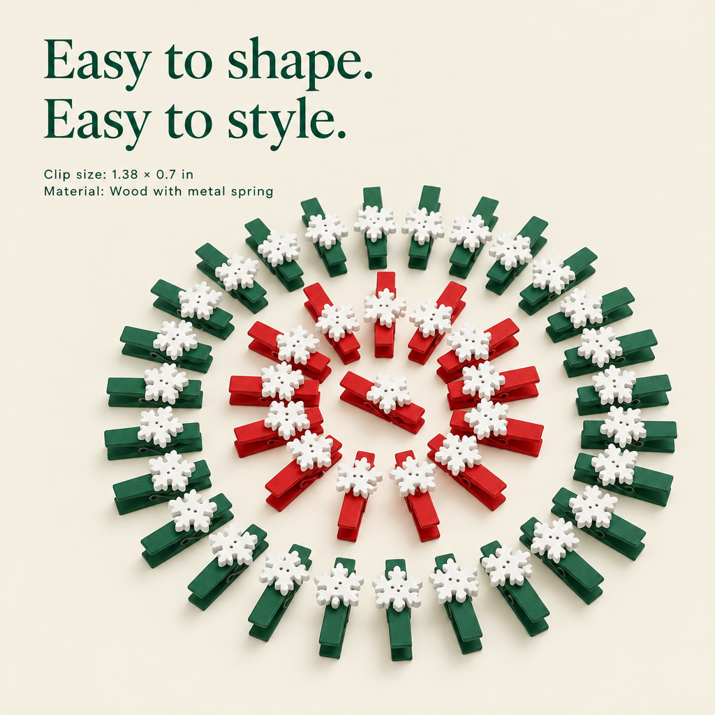 Christmas Mini Clothespins with Twine – 50 Pack — details