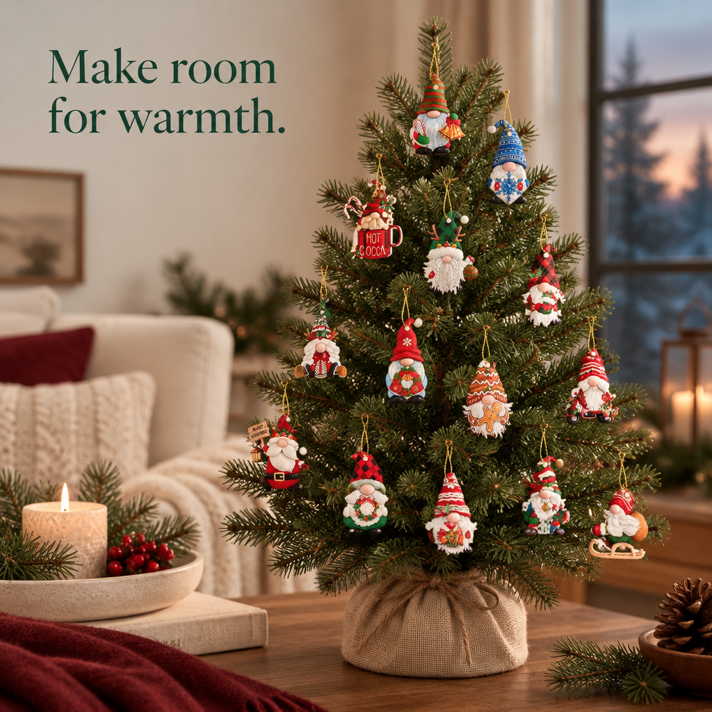 Miniature Gnome Ornaments – 24 Pack — in use