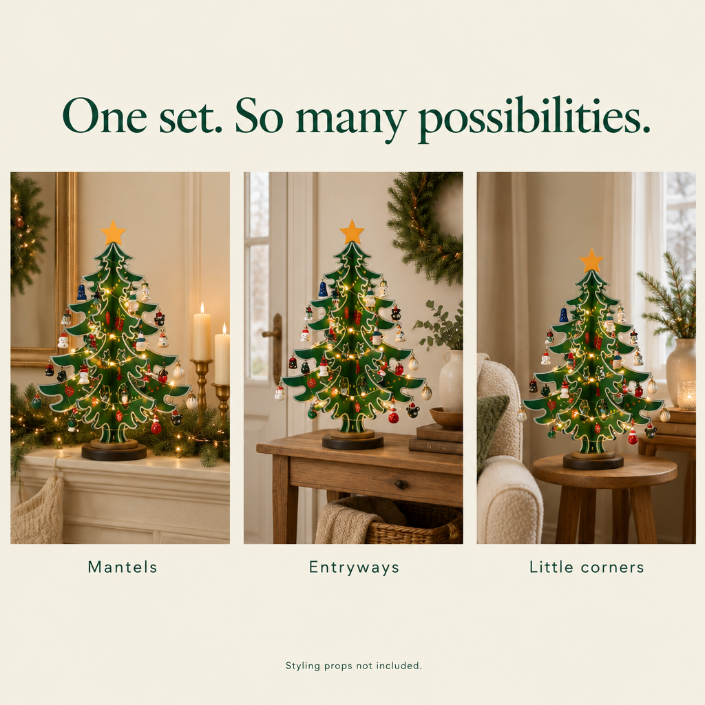 Light-Up Wooden Tree Advent Calendar with Mini Ornaments — possibilities