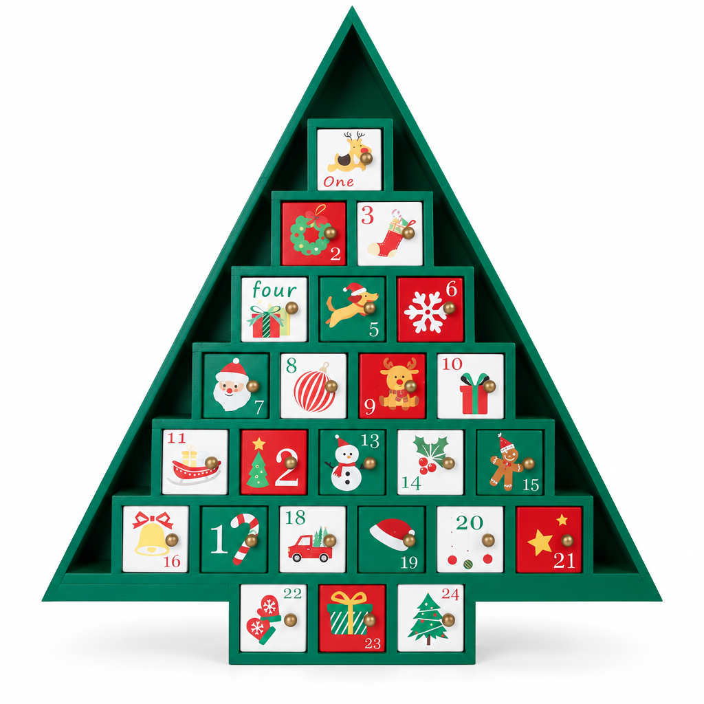 Wooden Tree Advent Calendar – 24 Large Drawers — product