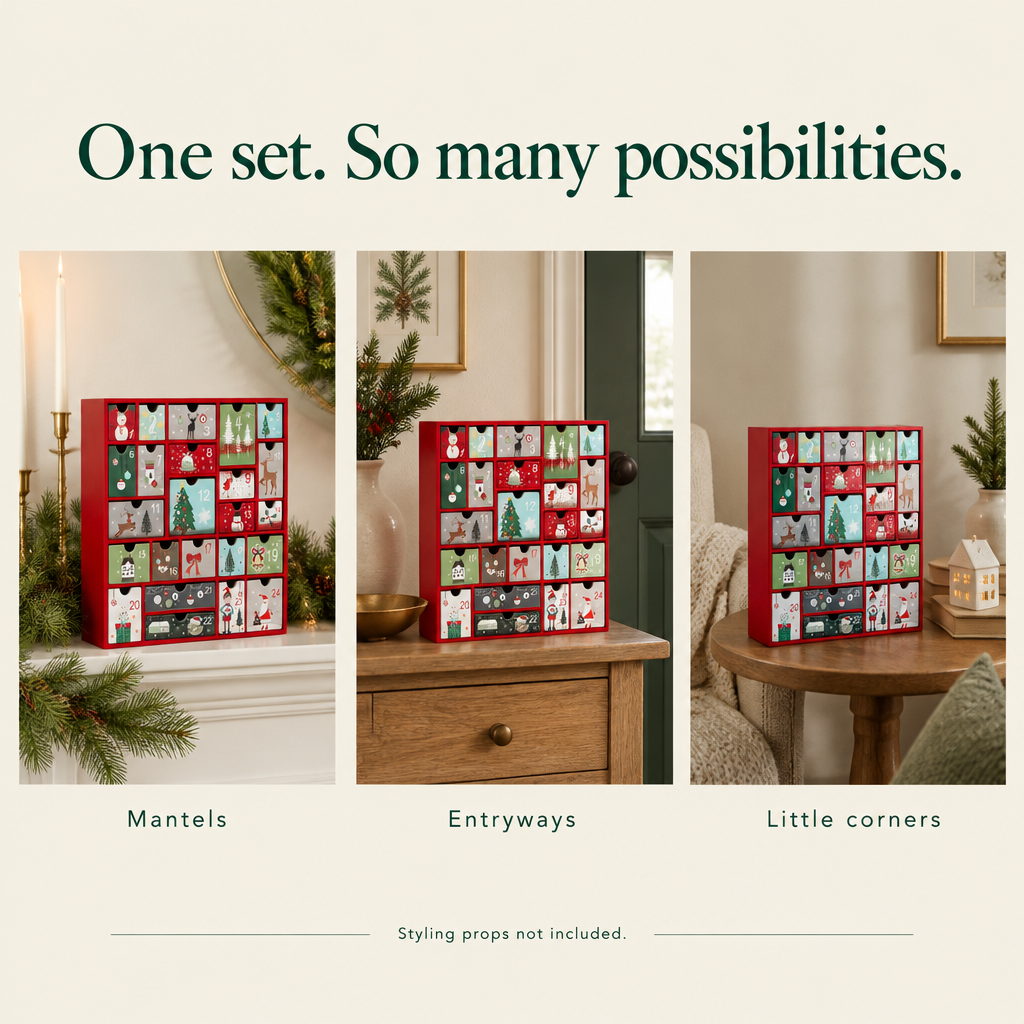 Red Wooden Advent Calendar – 24 Drawers — possibilities