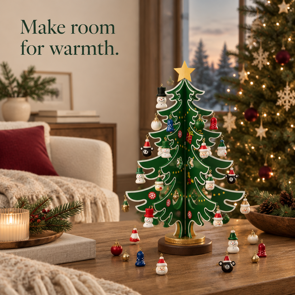 Christmas Tree Advent Calendar with 24 Ornaments — in use