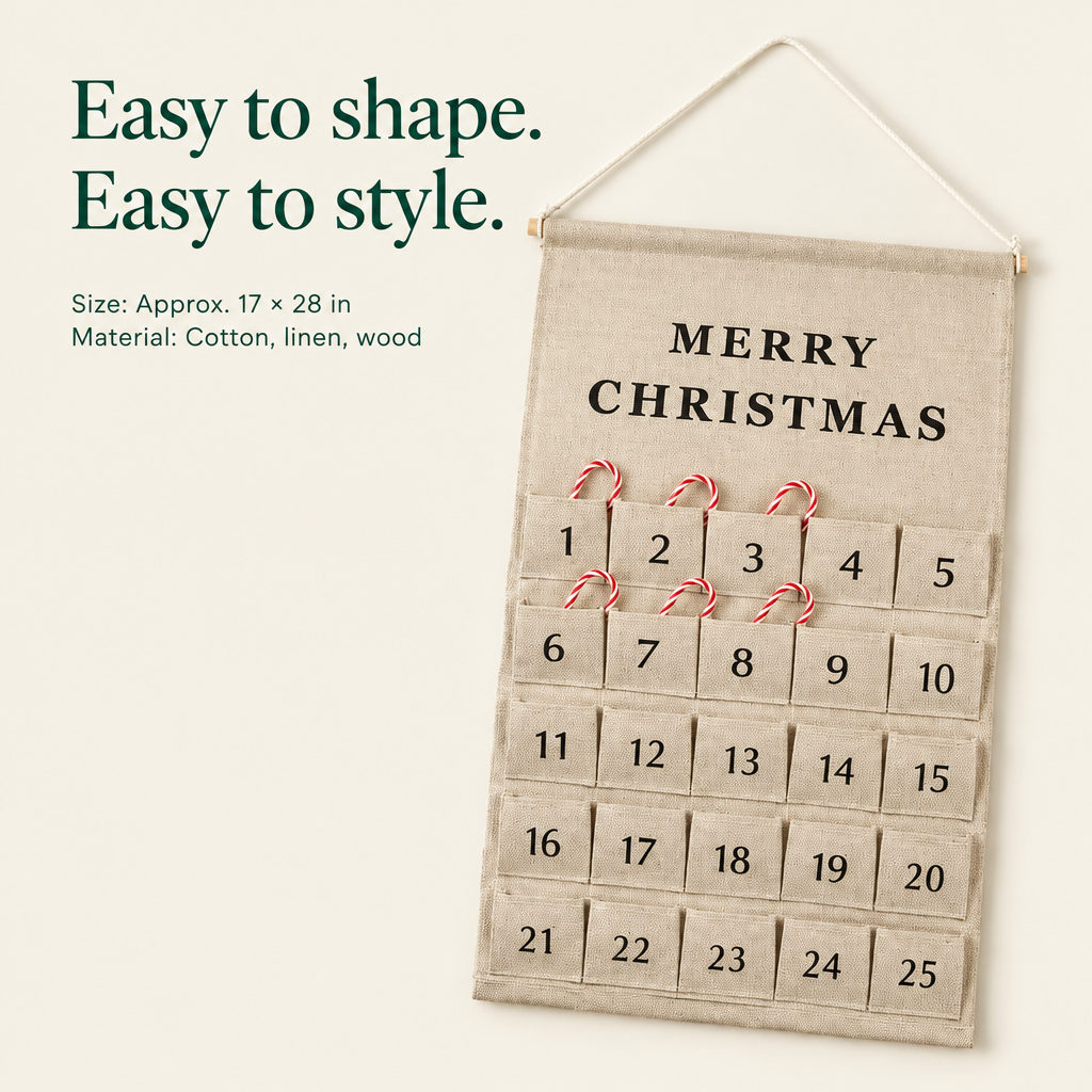 Burlap Pocket Advent Calendar – 25 Days — details
