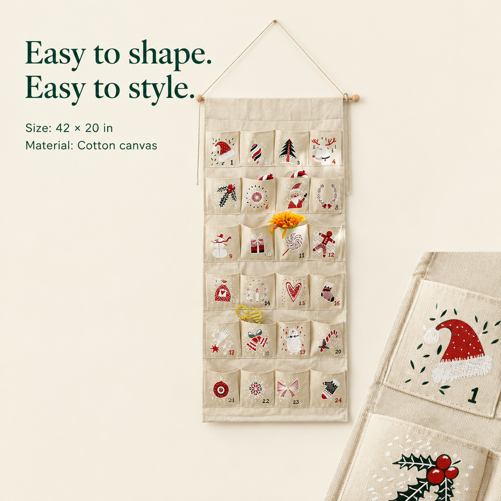 Canvas Hanging Advent Calendar with Pockets — details
