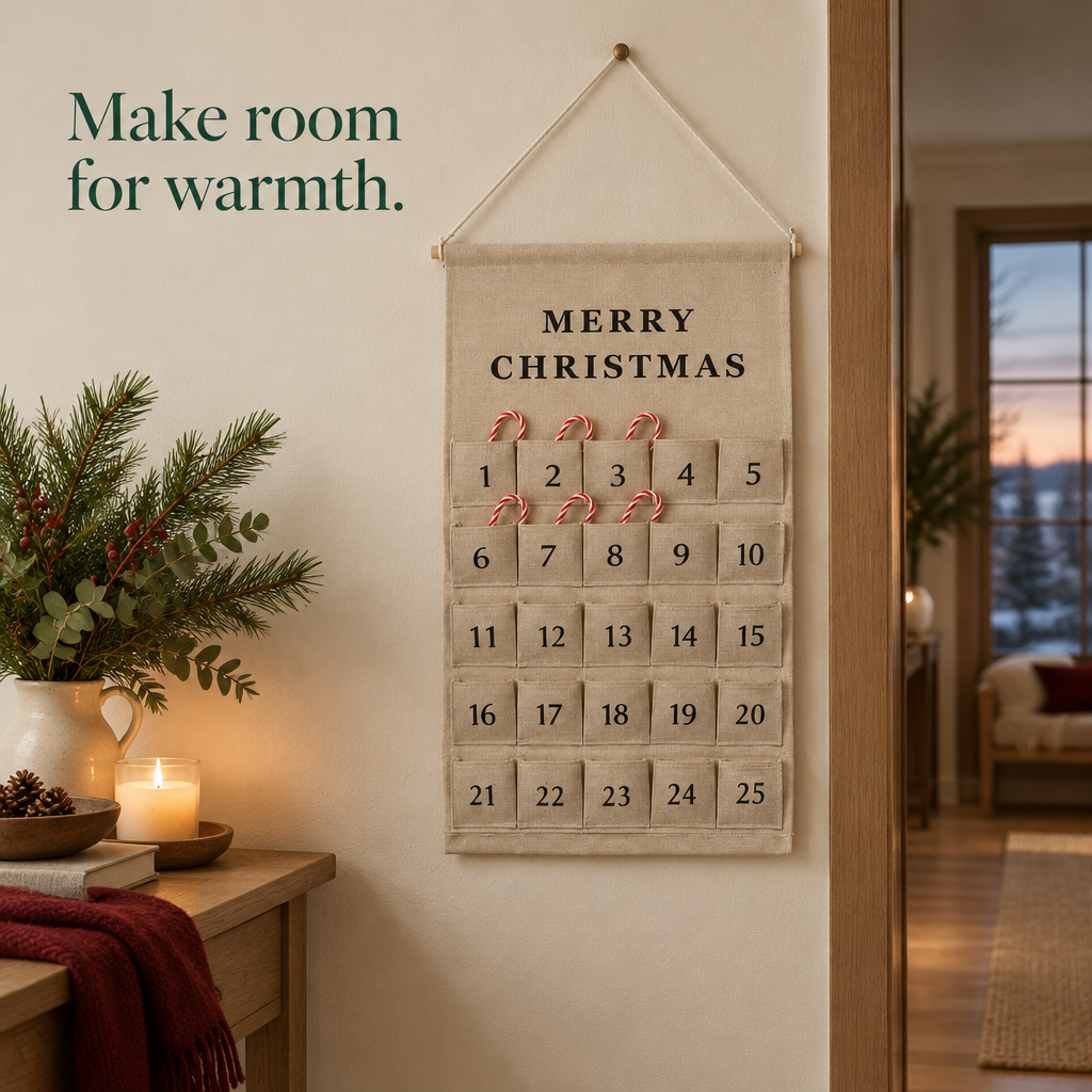 Burlap Pocket Advent Calendar – 25 Days — in use