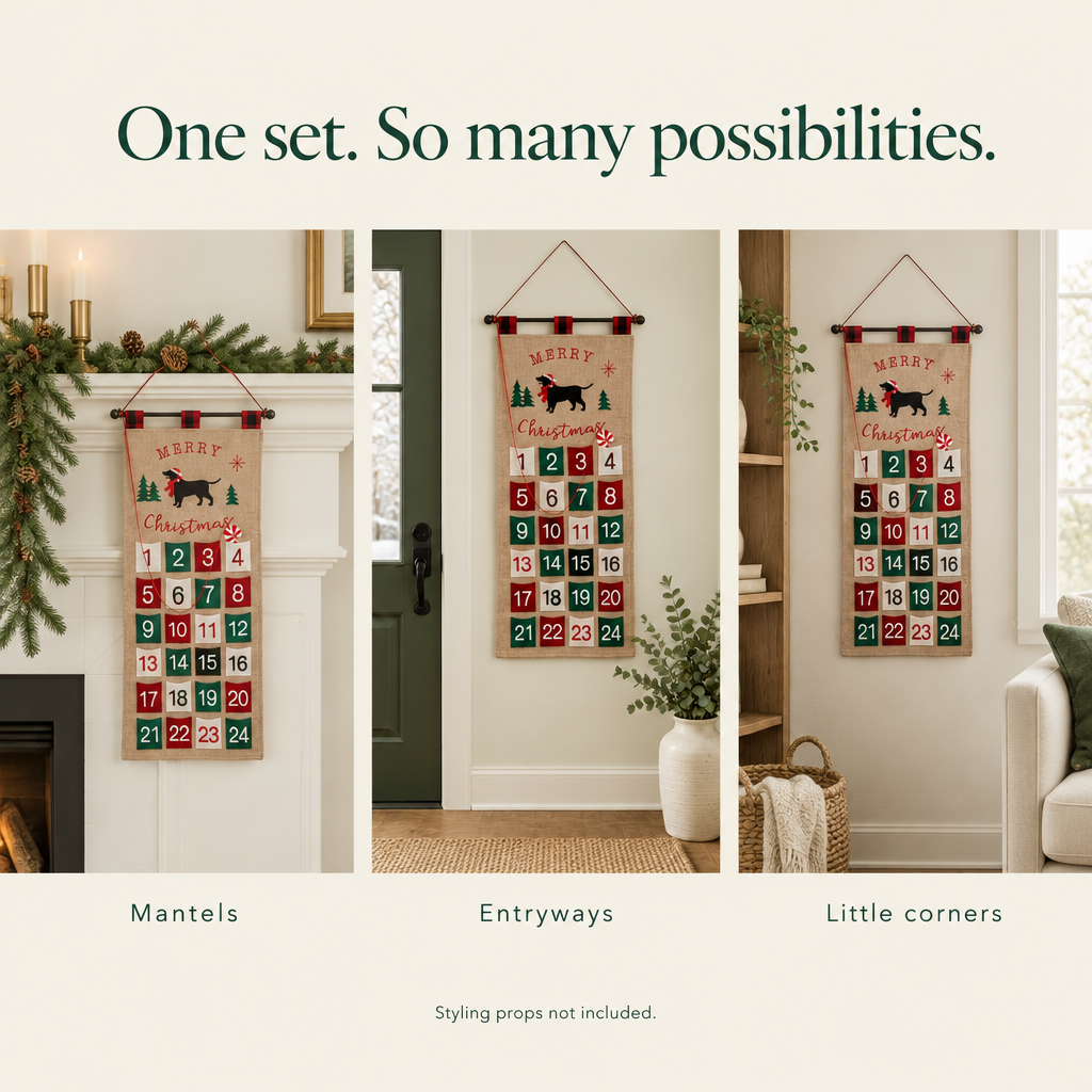 Burlap Merry Christmas Advent Calendar – 24 Pockets — possibilities