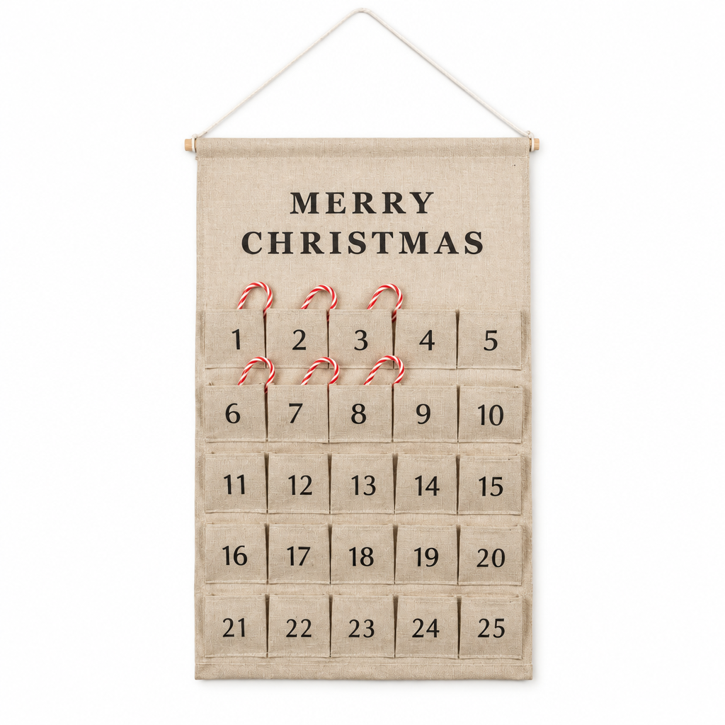 Burlap Pocket Advent Calendar – 25 Days — product