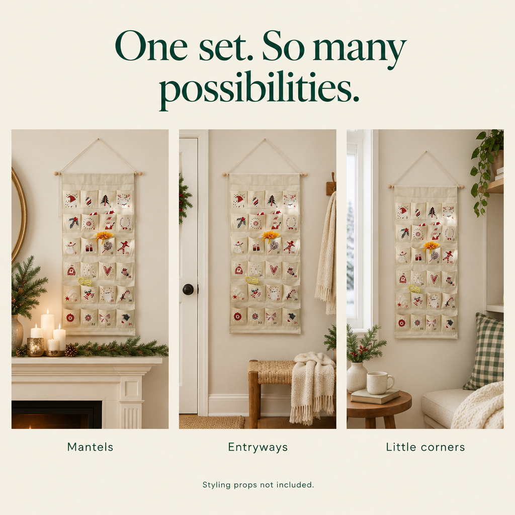 Canvas Hanging Advent Calendar with Pockets — possibilities