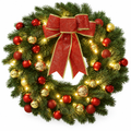 Pre-Lit Ornament Wreath with Bow – 16 in — product