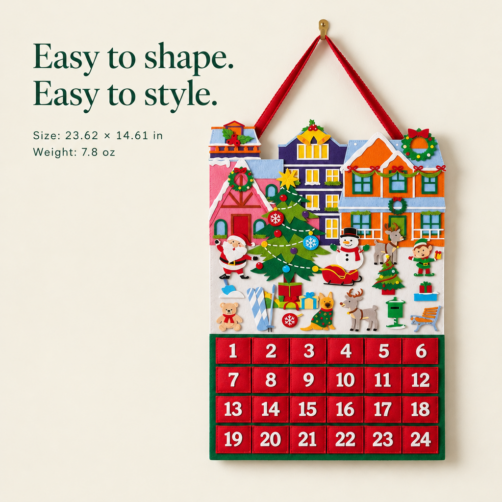Santa Felt Advent Calendar – 24 Pockets — details