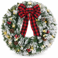 Pre-Lit Snowy Flocked Wreath with Timer – 24 in — product