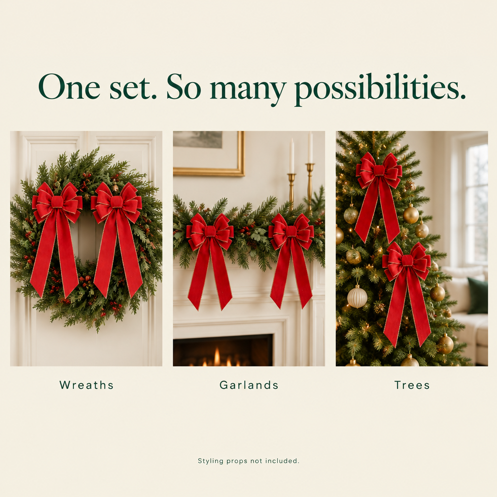 Large Red Velvet Bows – 2 Pack, 12 × 20 in — possibilities