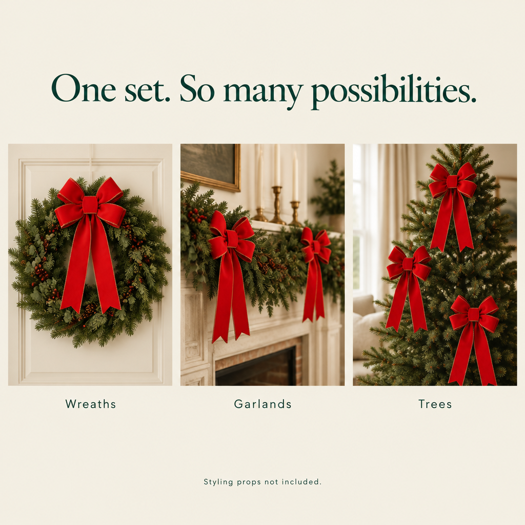 Gold-Edged Velvet Wreath Bows – 6 Pack, 31 in — possibilities