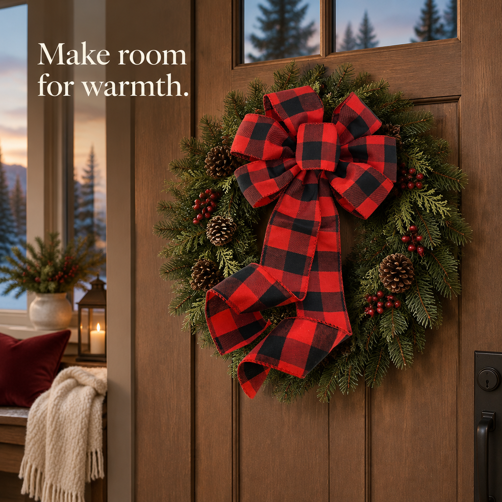 Buffalo Plaid Wreath Bow – 10 in — in use