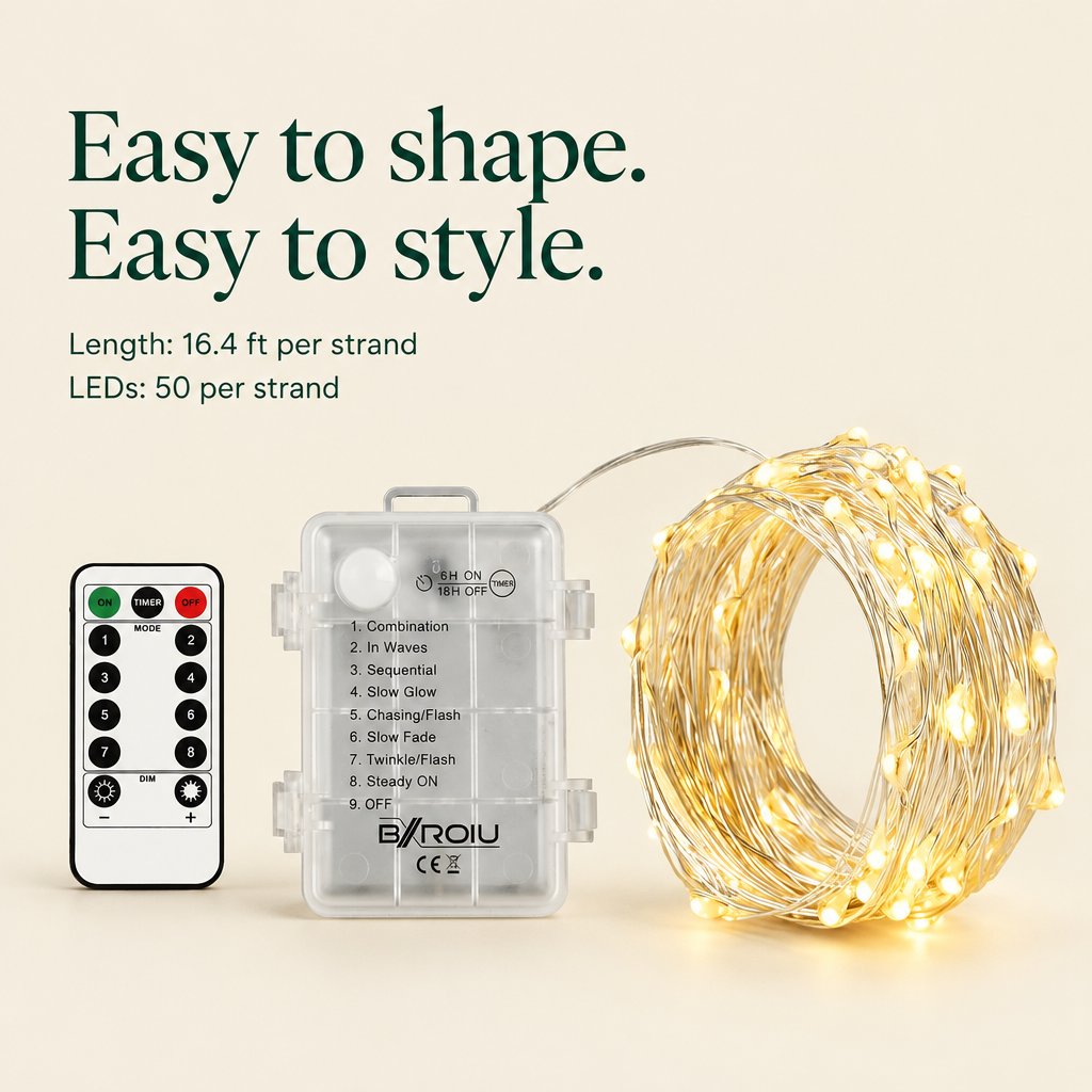 Battery Fairy Lights with Remote – 2 Pack, 16 ft — details