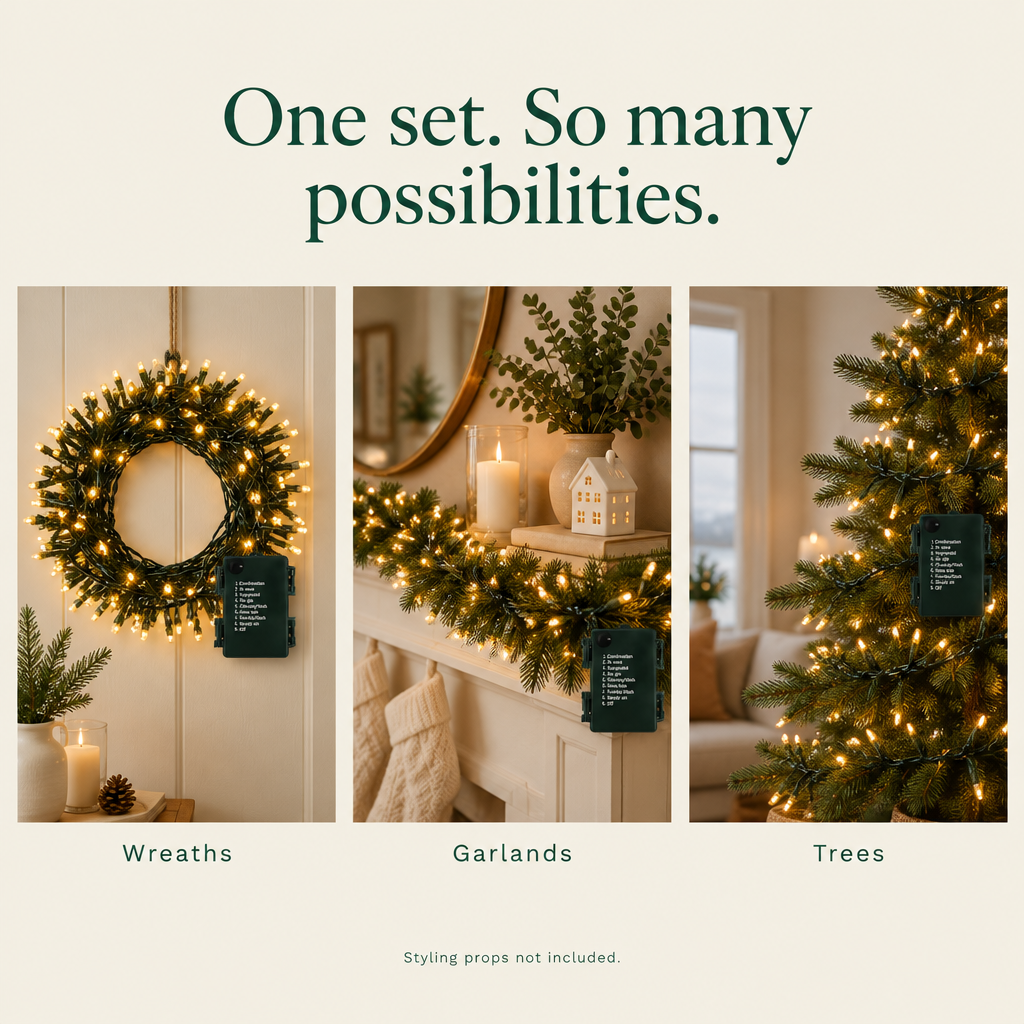 Battery Wreath Lights with Timer – 4 Pack, 16.8 ft — possibilities