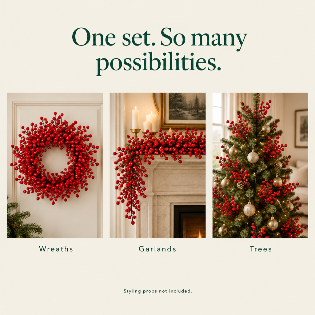 Holly Berry Stems – 30 Pack, 8.9 in — possibilities