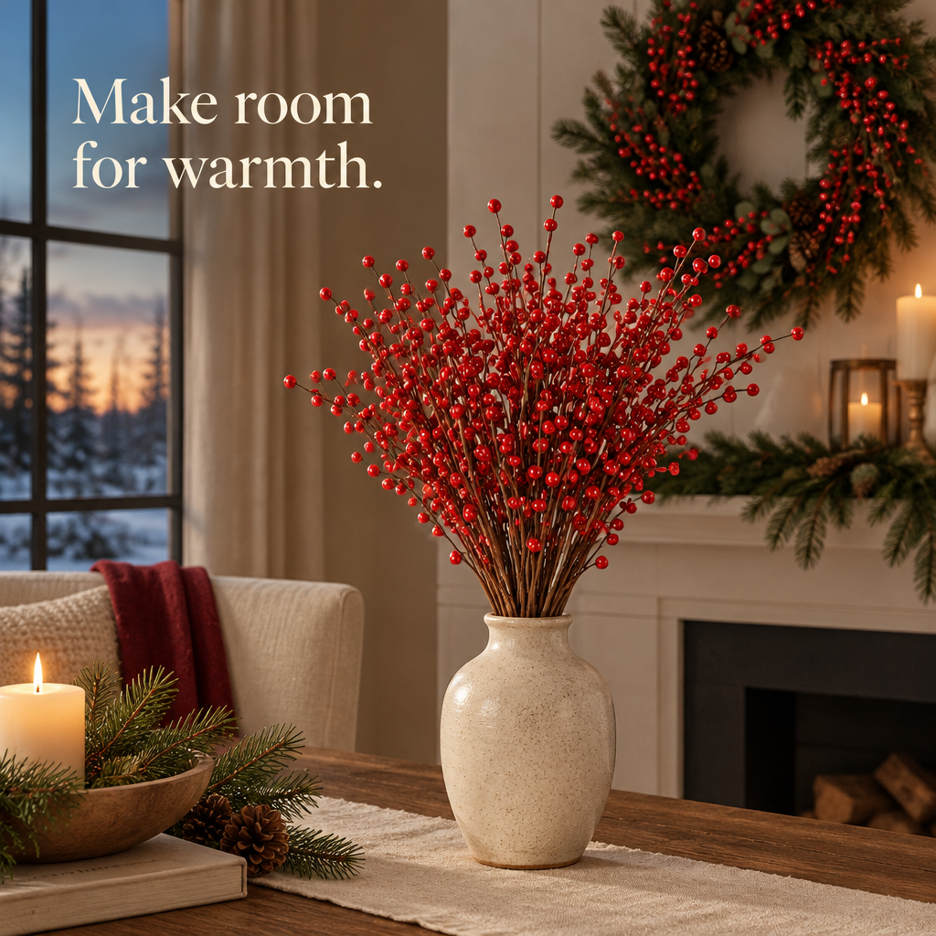 Burgundy Berry Twig Stems – 12 Pack — in use