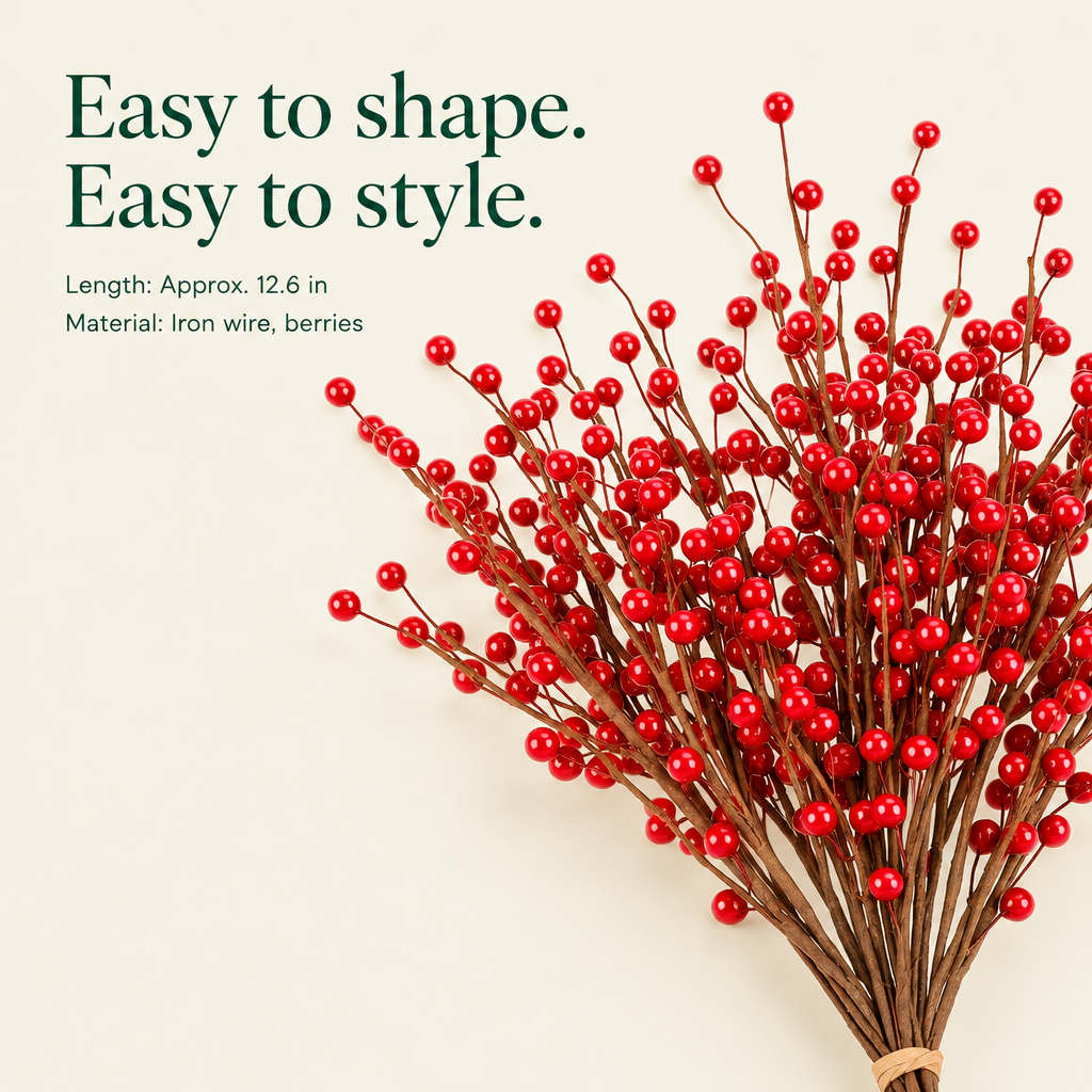 Burgundy Berry Twig Stems – 12 Pack — details