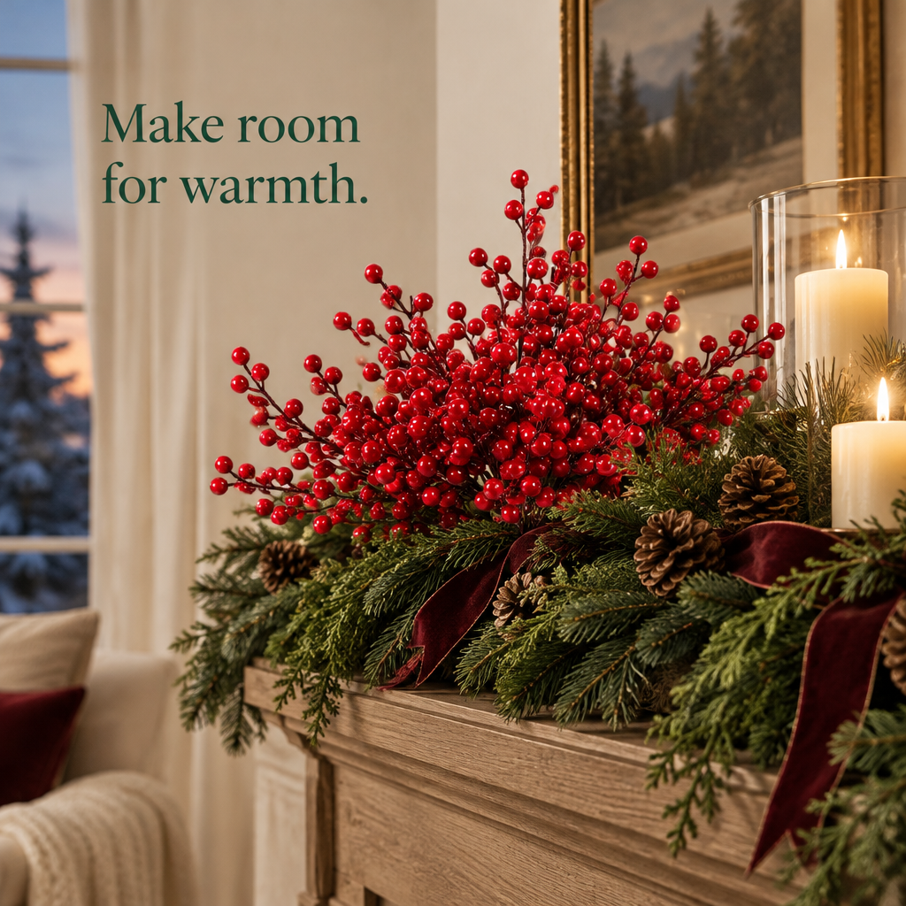 Holly Berry Stems – 30 Pack, 8.9 in — in use