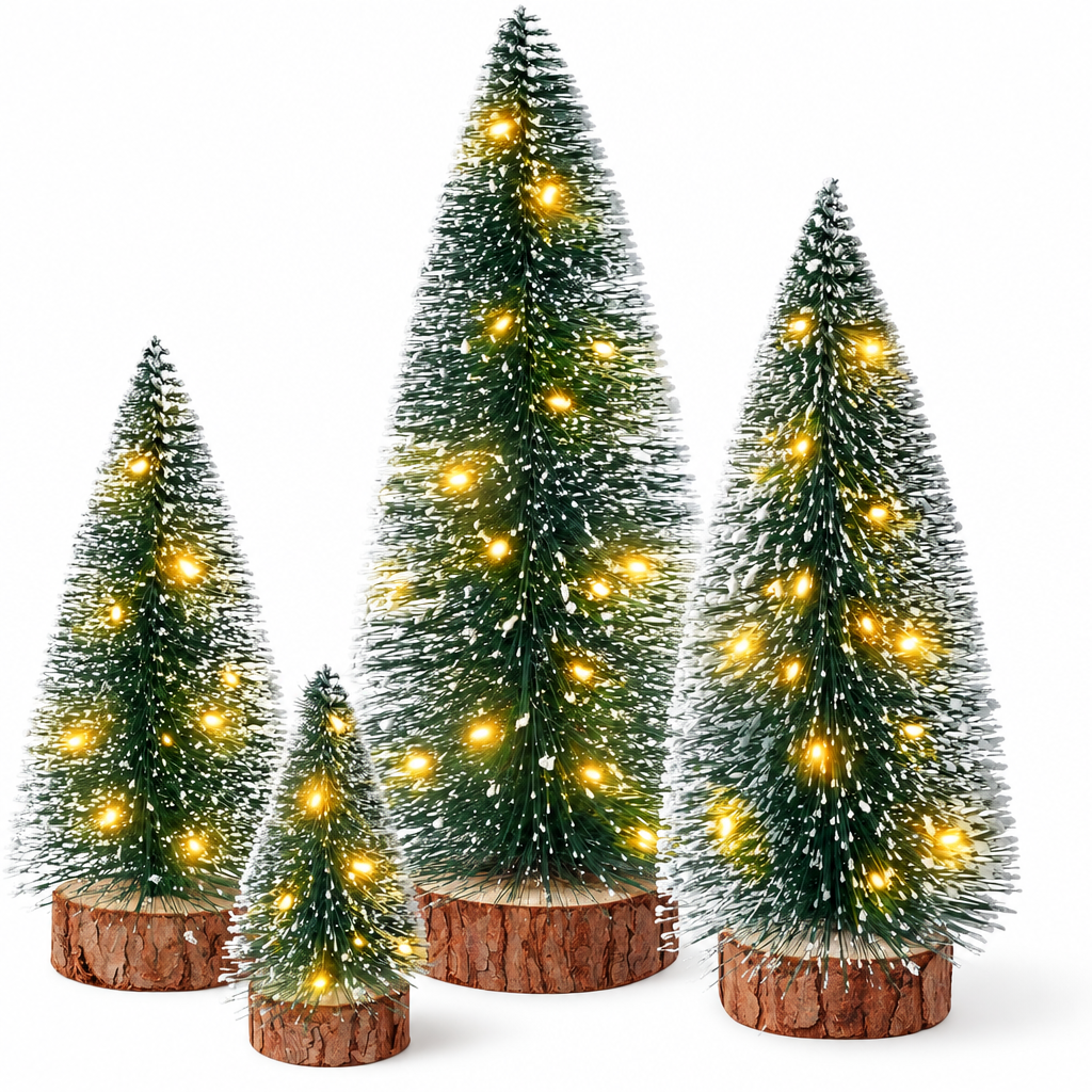 Lighted Bottle Brush Trees – 4 Pack — product