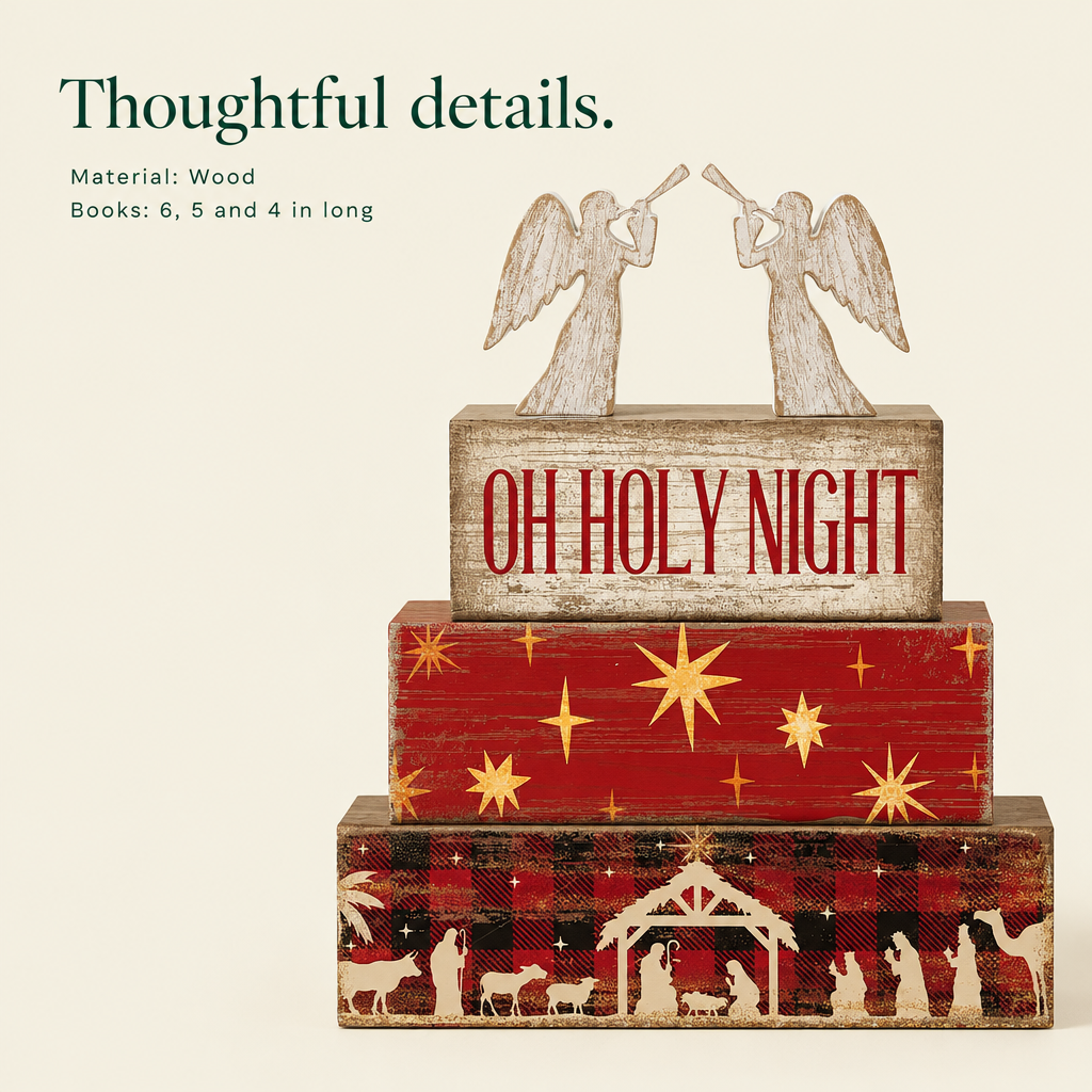 O Holy Night Angel Book Stack – 5 Pieces — details