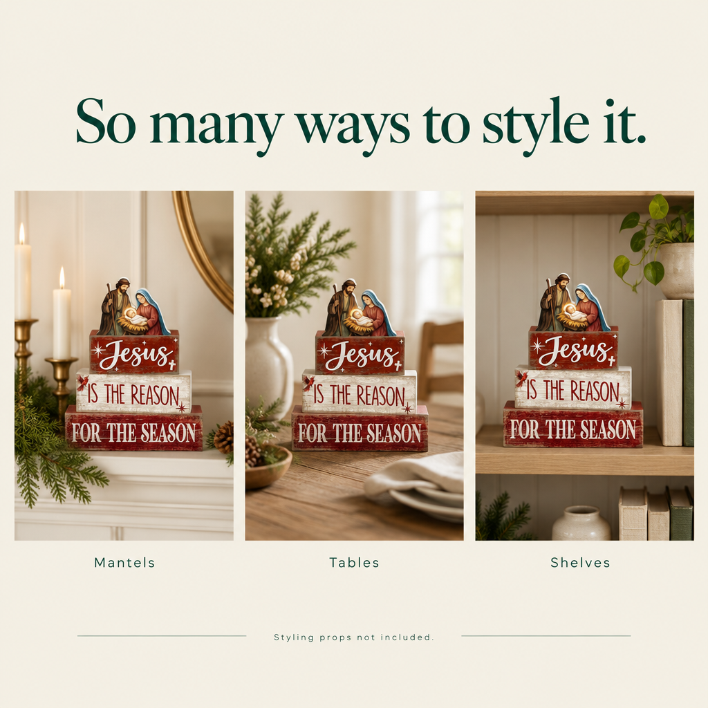 Nativity Book Stack with Baby Jesus – 4 Pieces — styling ideas