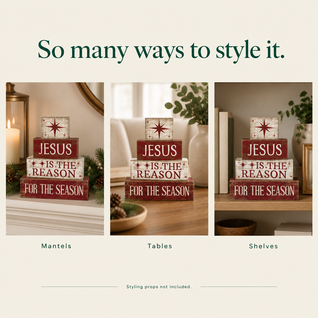 Jesus Is the Reason Wooden Book Stack – 4 Pieces — styling ideas