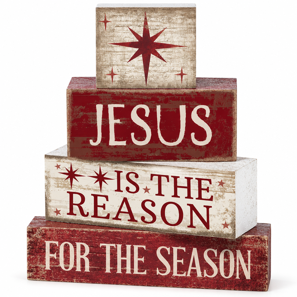 Jesus Is the Reason Wooden Book Stack – 4 Pieces — product